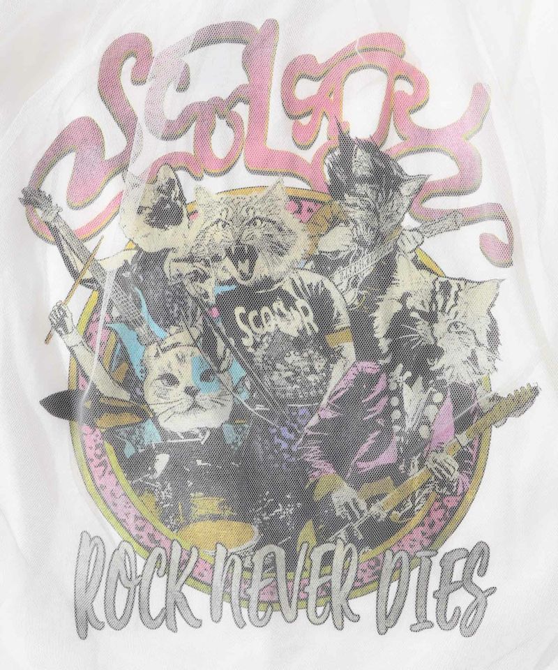 ロックなキャッツ柄 チュール重ねTシャツ-8