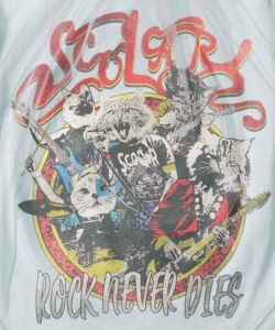 ロックなキャッツ柄 チュール重ねTシャツ-12