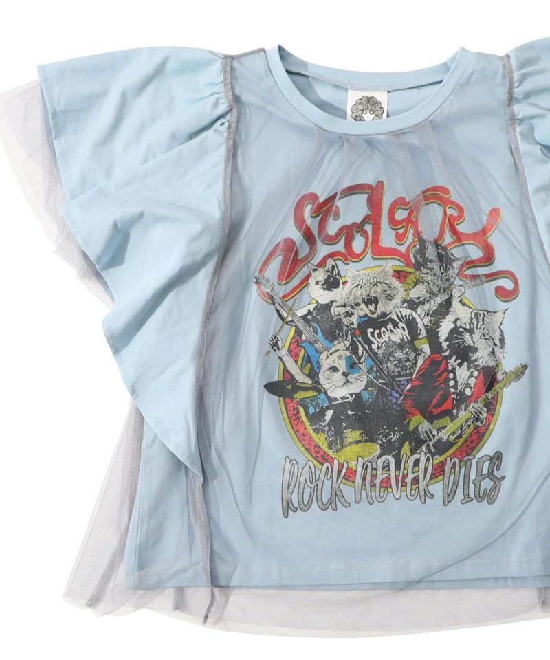 ロックなキャッツ柄 チュール重ねTシャツ-19