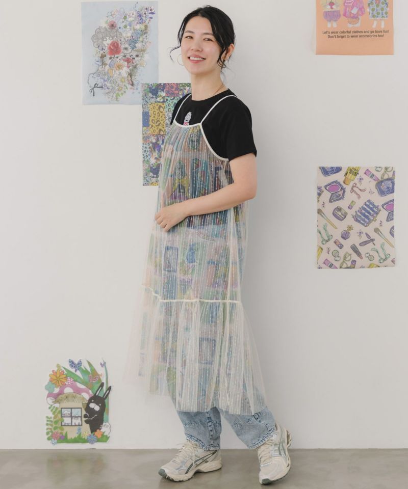 女の子・ネコ・メルヘン3柄展開 シアーキャミワンピース-3