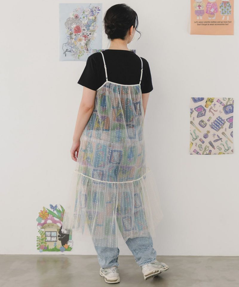 女の子・ネコ・メルヘン3柄展開 シアーキャミワンピース-5