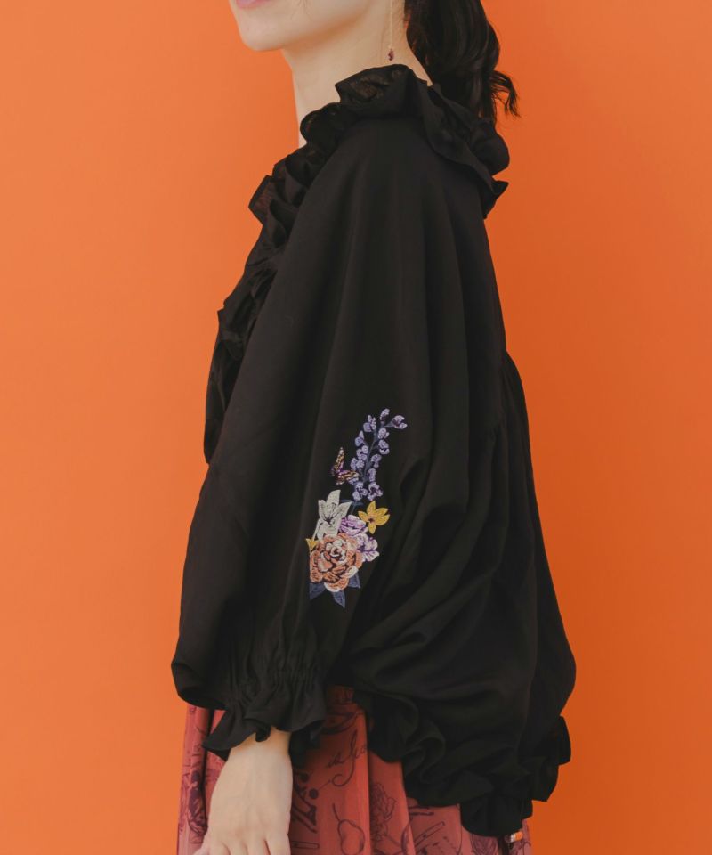 花蝶刺繍 フリルボレロカーディガン-4