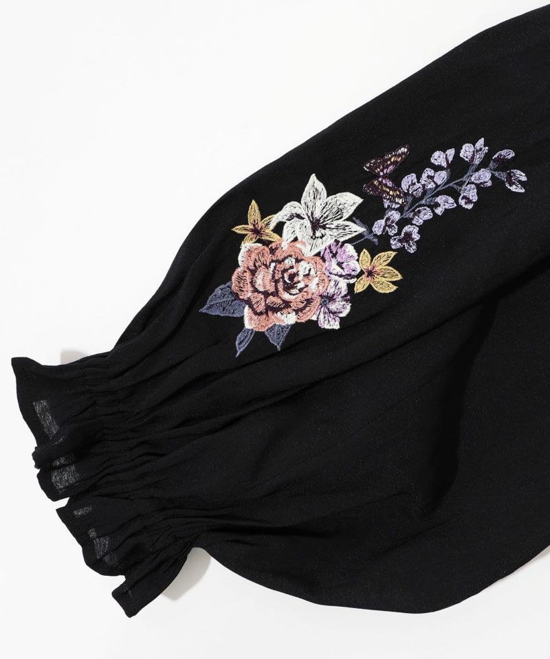 花蝶刺繍 フリルボレロカーディガン-14