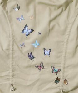 蝶柄プリント メッシュ切替ドロストスカート-12