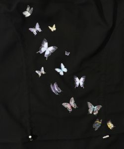 蝶柄プリント メッシュ切替ドロストスカート-15