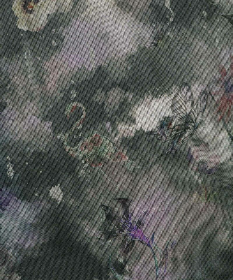 花蝶アート柄 チュール重ねワンピース-11