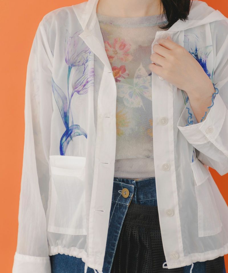 花柄シアーブルゾン-5
