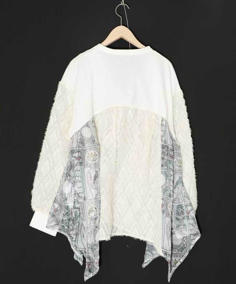 パッチワーク柄シフォン切替カーディガン-10