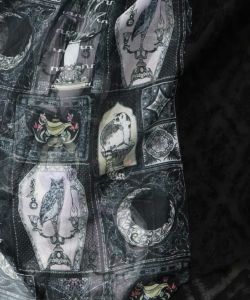 パッチワーク柄シフォン切替カーディガン-14