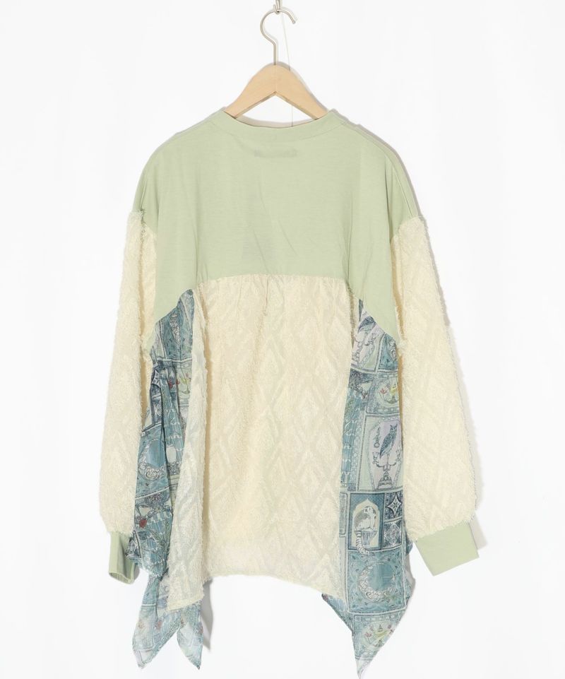 パッチワーク柄シフォン切替カーディガン-16