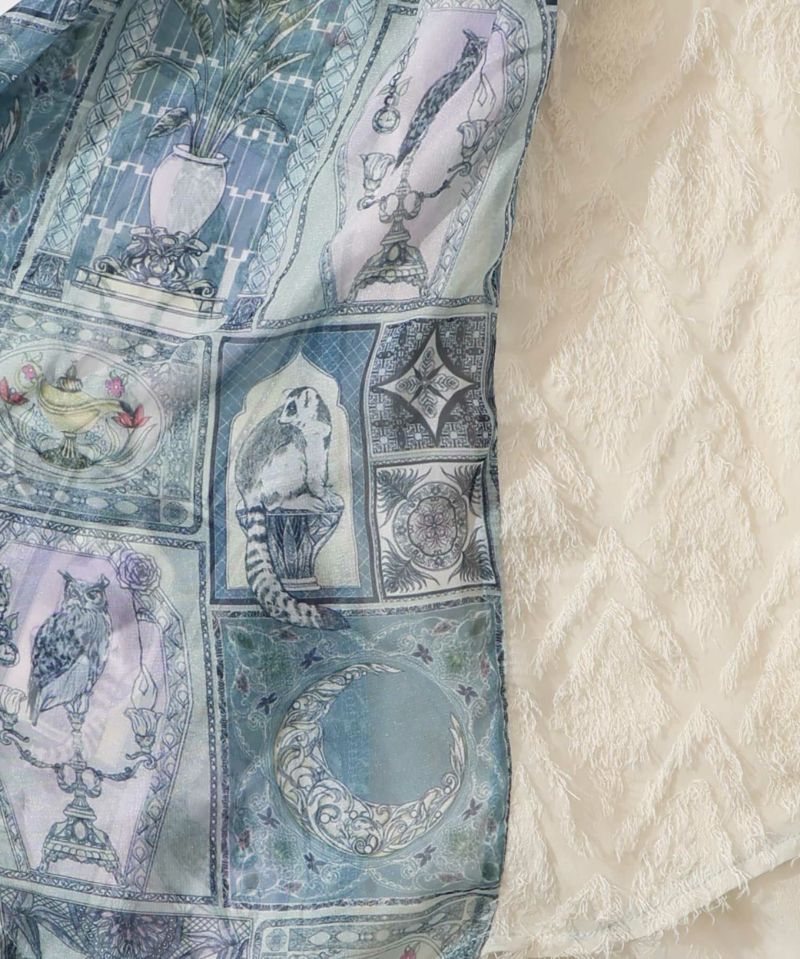 パッチワーク柄シフォン切替カーディガン-17