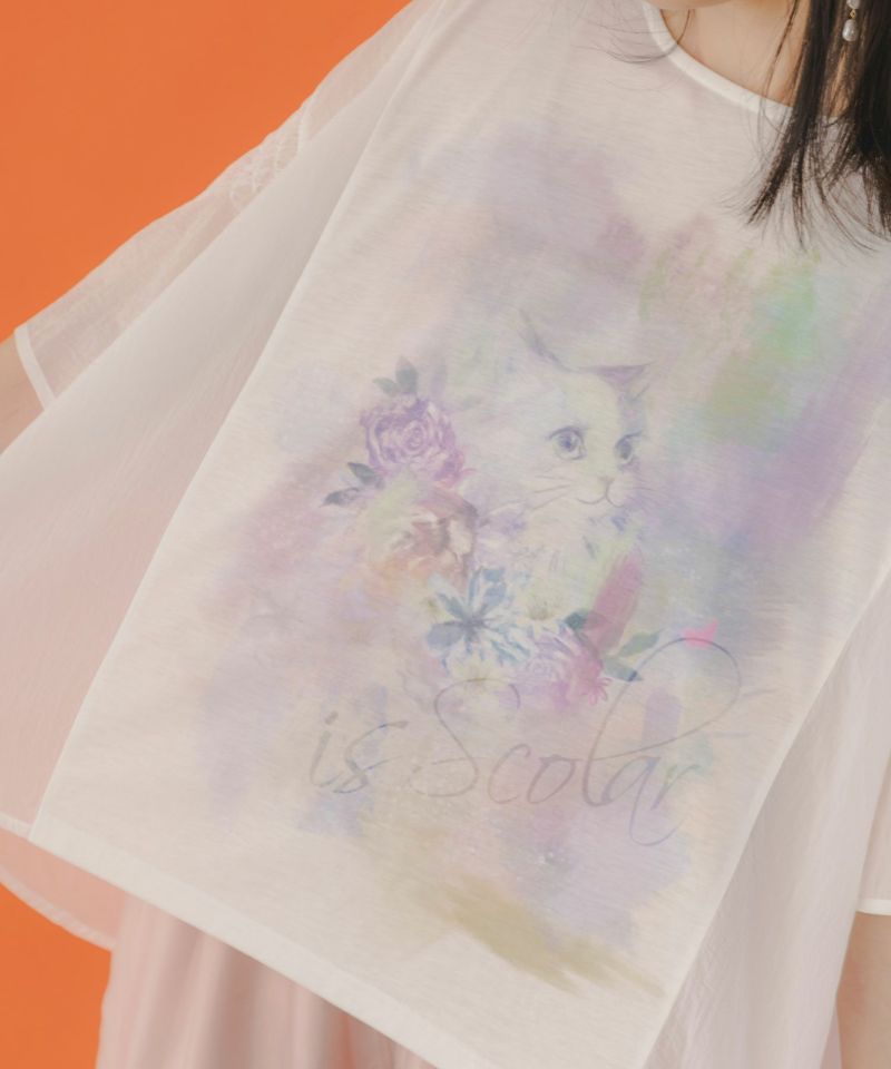 ネコ柄シアー切替プルオーバー-5
