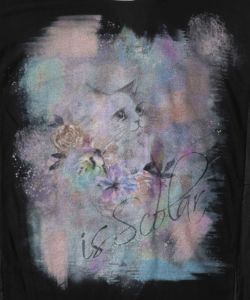 スカラー ScoLar ネコ柄シアー切替プルオーバー （オフホワイト