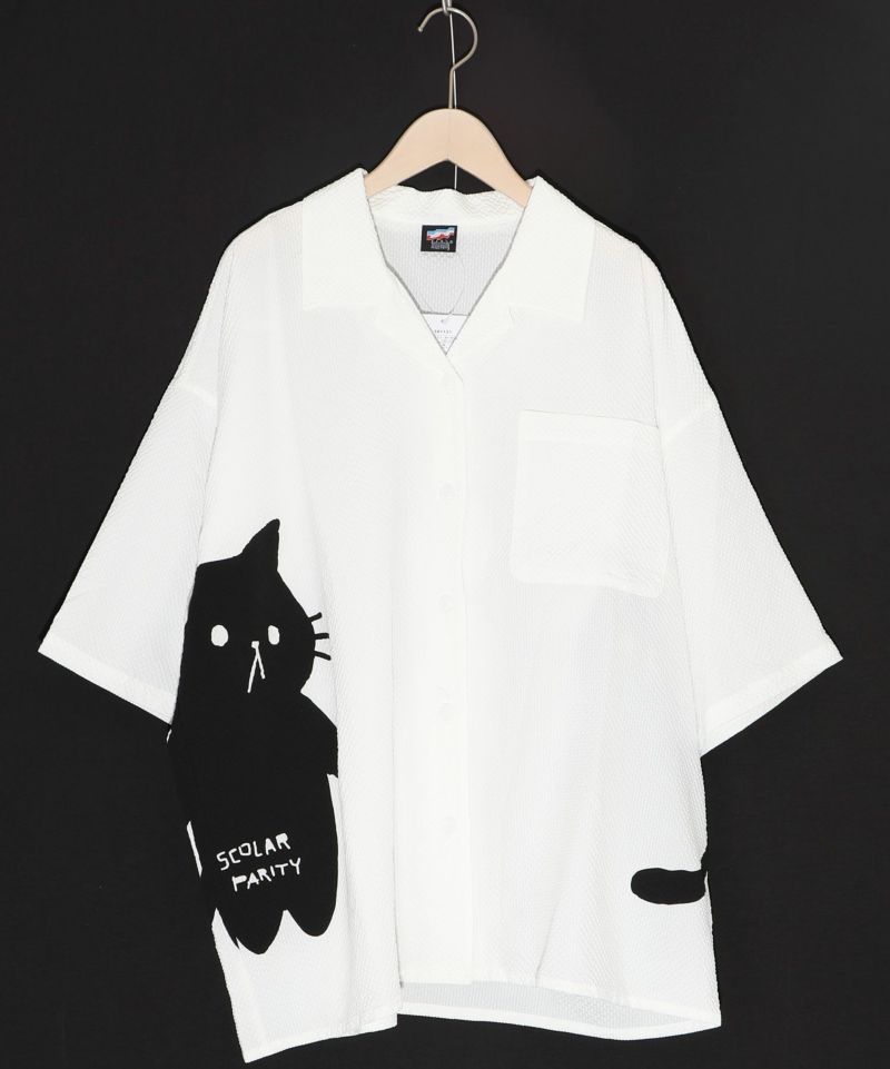 無限ループネコ柄シャツ-7