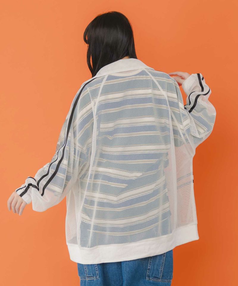 【ScoLar】クマ花柄切替 メッシュ トラックジャケット タグ付未使用 スカラー ScoLar クマ花柄切替 メッシュトラックジャケット