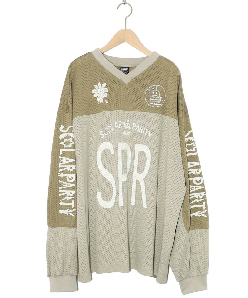 SPRロゴ柄メッシュ切替ロングスリーブTシャツ-7