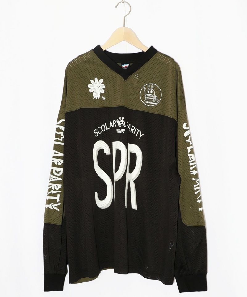 SPRロゴ柄メッシュ切替ロングスリーブTシャツ-9