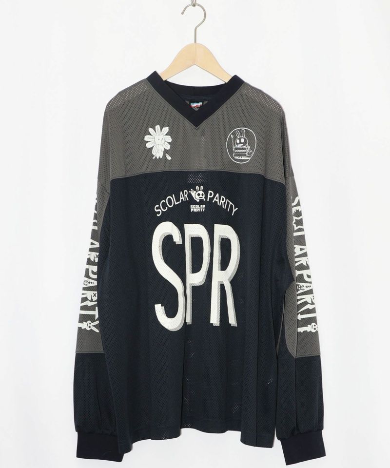 SPRロゴ柄メッシュ切替ロングスリーブTシャツ-11