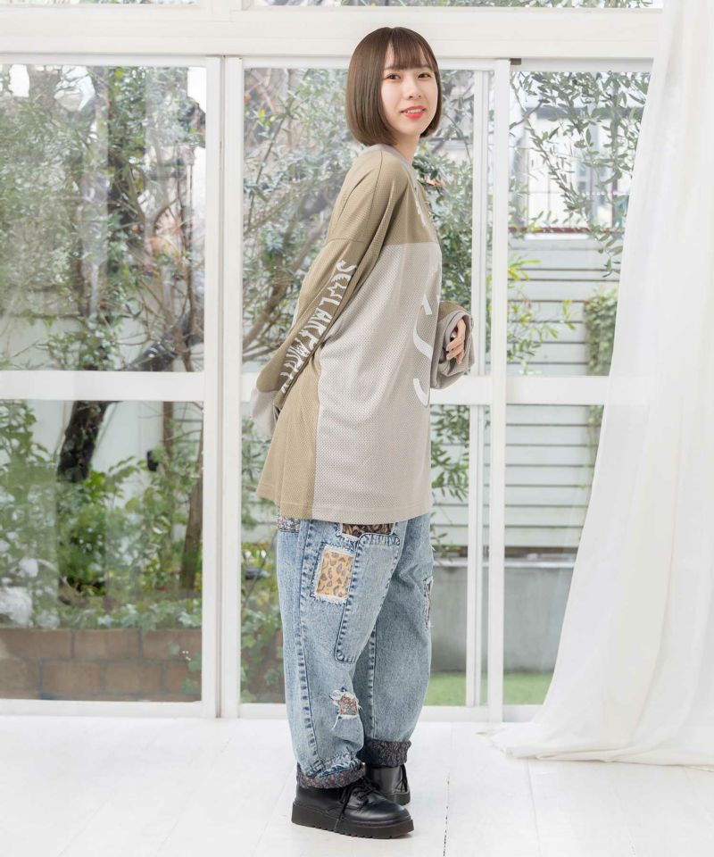 SPRロゴ柄メッシュ切替ロングスリーブTシャツ-16