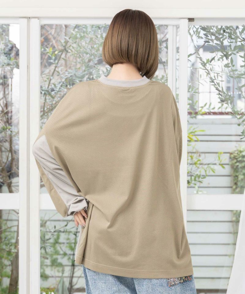 SPRロゴ柄メッシュ切替ロングスリーブTシャツ-17