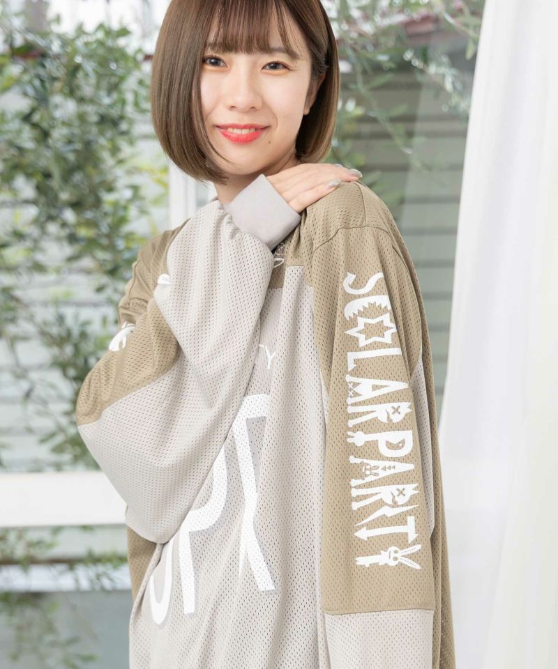 SPRロゴ柄メッシュ切替ロングスリーブTシャツ-18