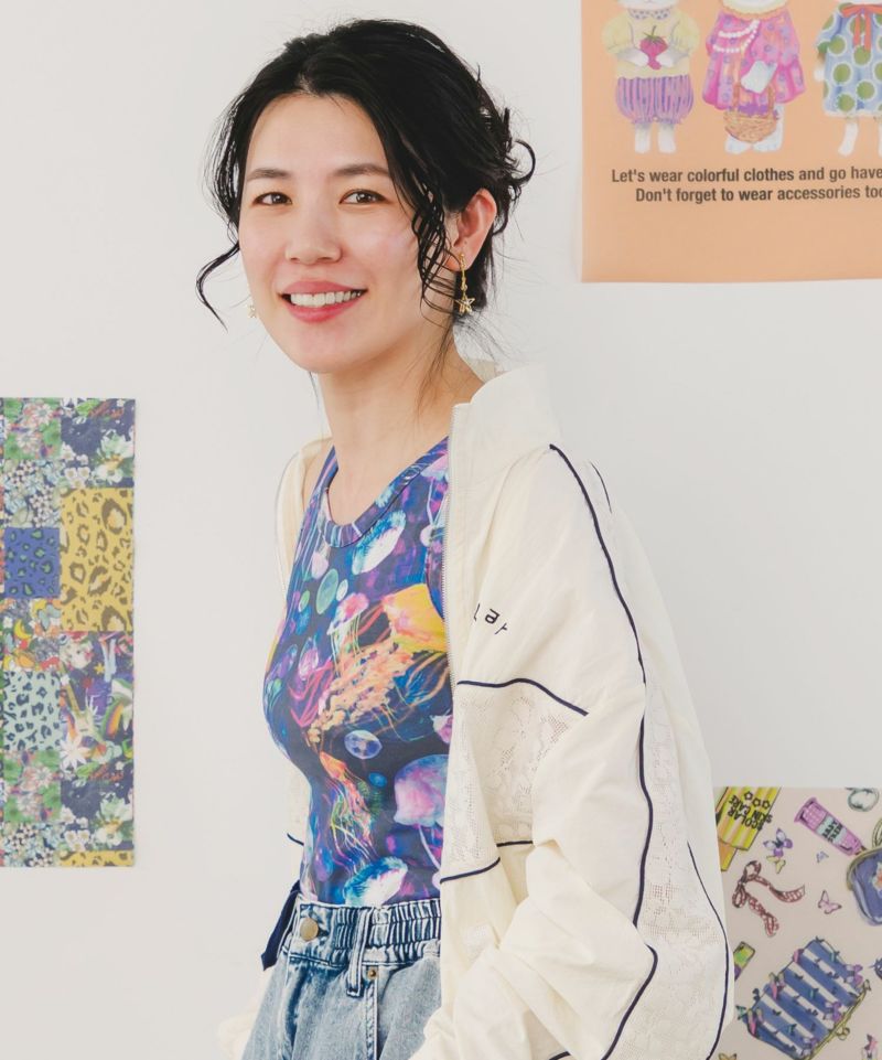 花・コラージュ・クラゲ柄 3柄展開カップ付きタンク-3