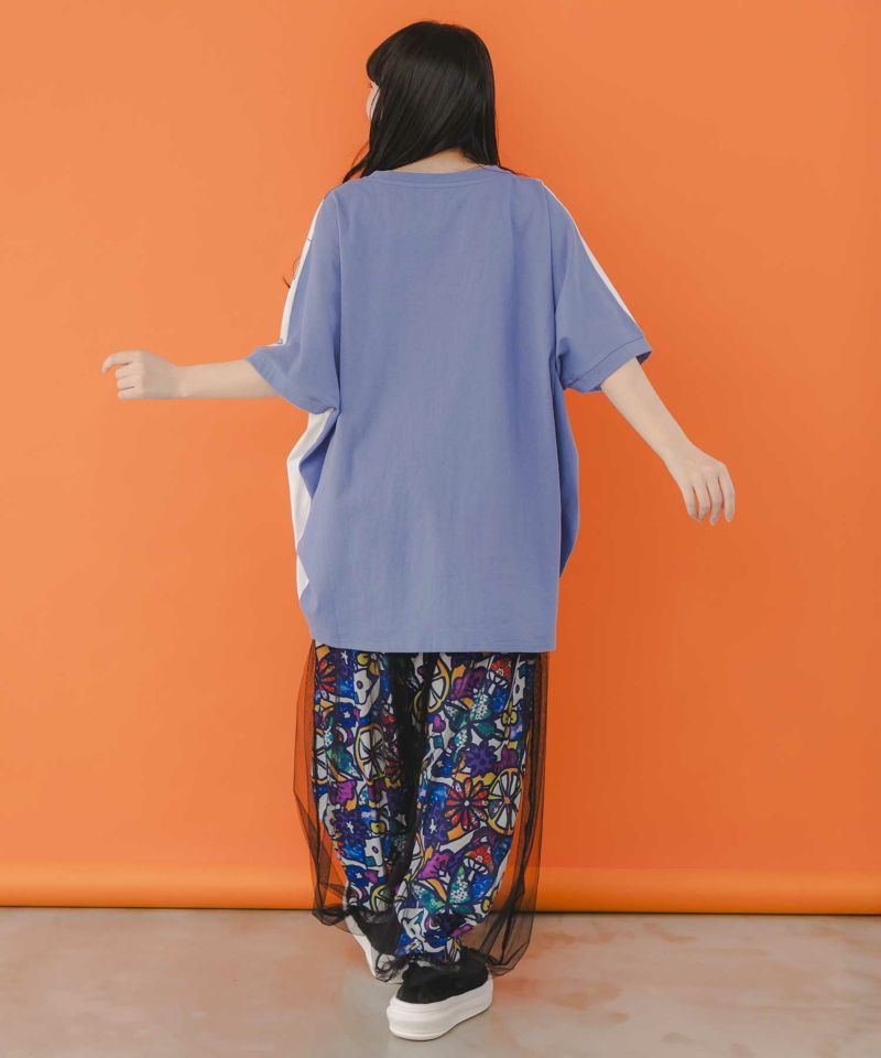 アート花柄・フルーツ柄 2柄展開チュール重ねパンツ-6