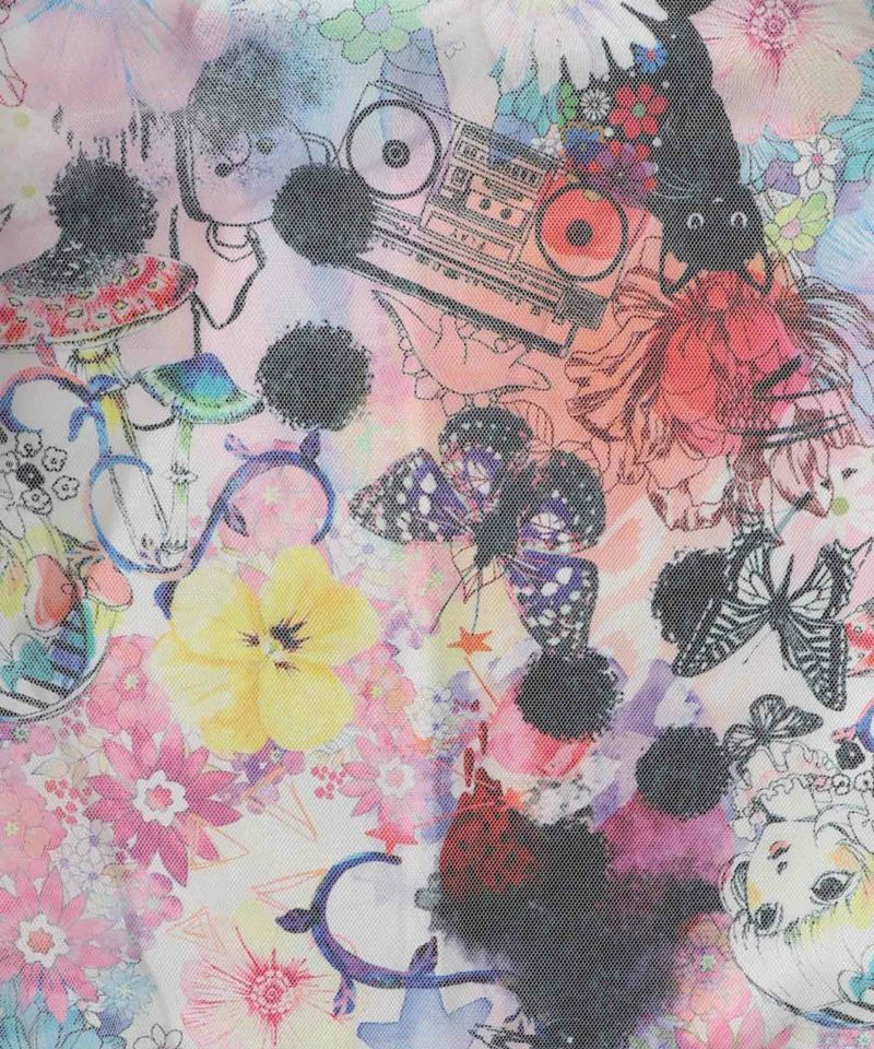 アート花柄・フルーツ柄 2柄展開チュール重ねパンツ-9