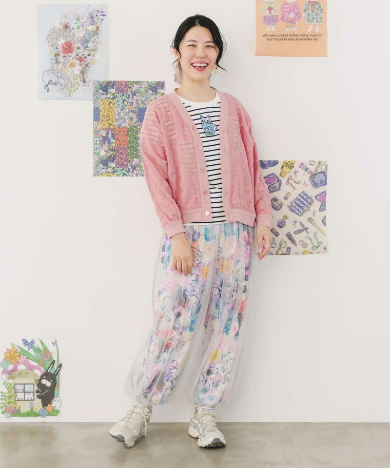 アート花柄・フルーツ柄 2柄展開チュール重ねパンツ-13