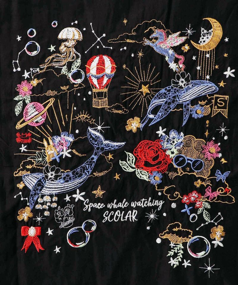 ScoLar - Scolar メルヘン刺繍 チュール重ねブルゾン スカラー ScoLar メルヘン刺繍 チュール重ねブルゾン （ブラック