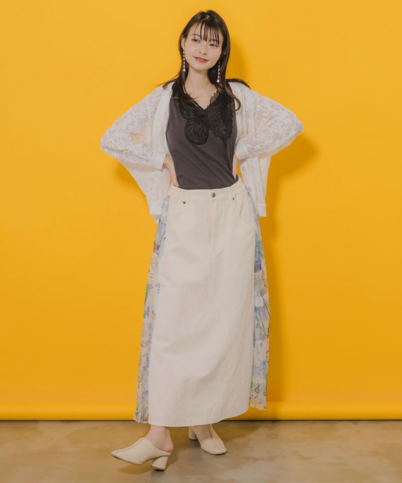 蝶花レース貼り付け 前後着用2WAYタンクトップ-16