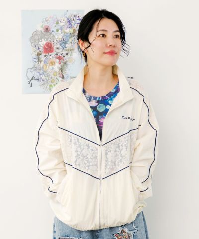 スカラー刺繍レース切替ブルゾン-1