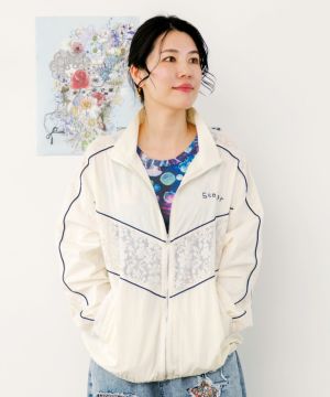 スカラー刺繍レース切替ブルゾン-1