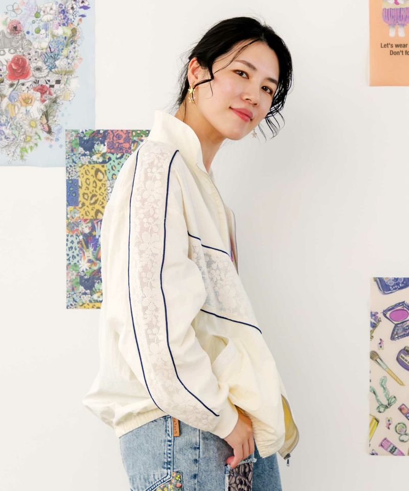 スカラー刺繍レース切替ブルゾン-3