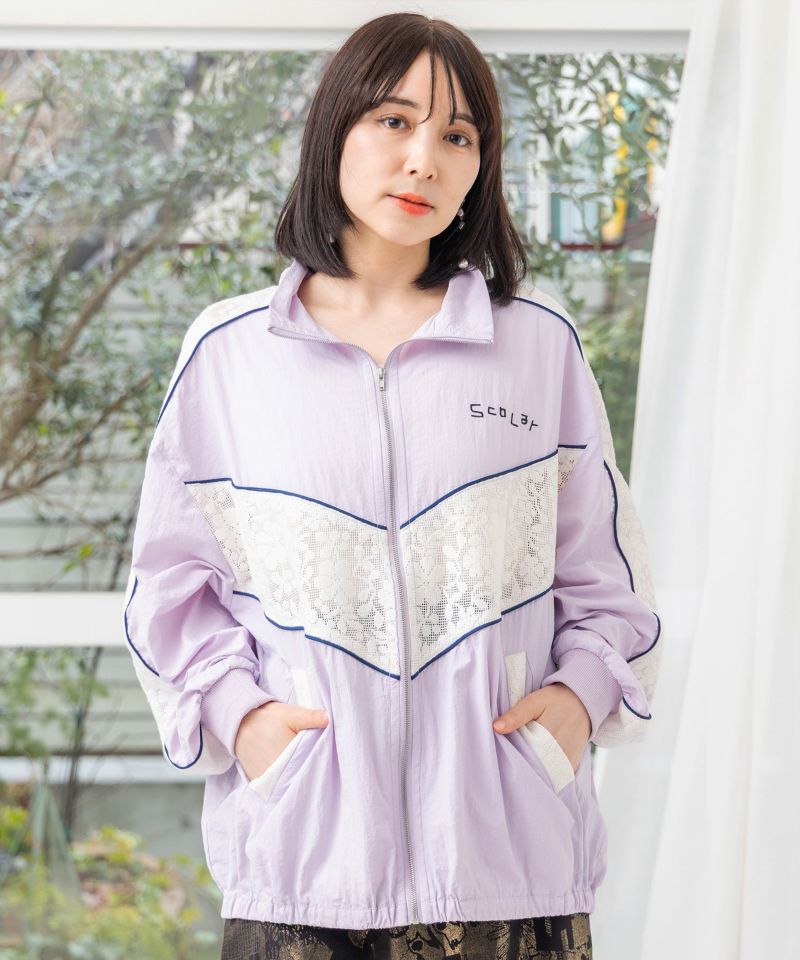 スカラー刺繍レース切替ブルゾン-17
