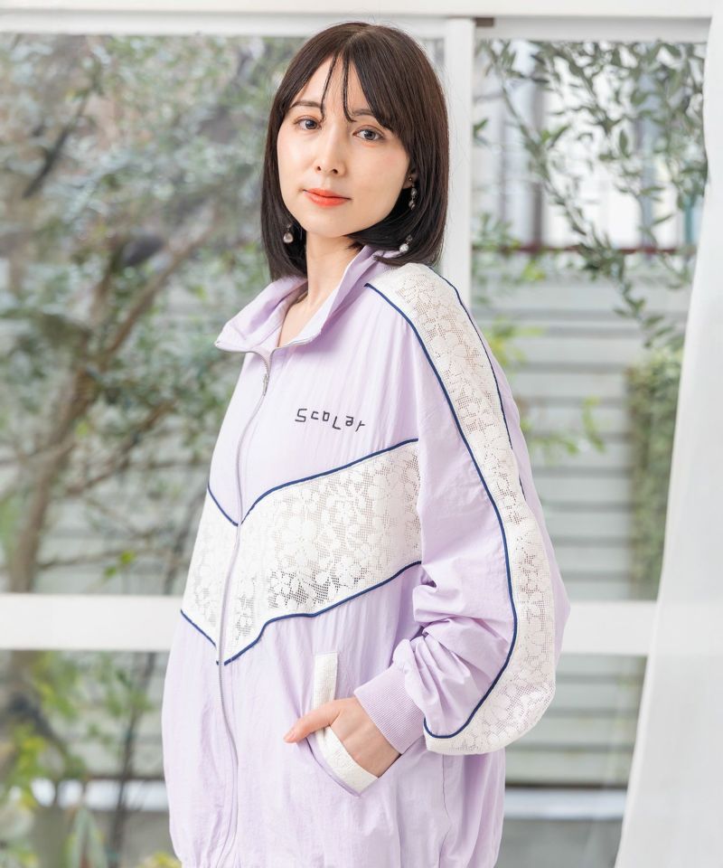 スカラー刺繍レース切替ブルゾン-19