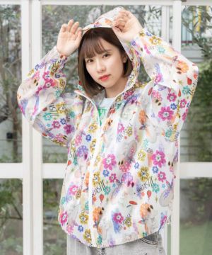 ワンちゃん・アート花柄 2柄展開シアーパーカー-1