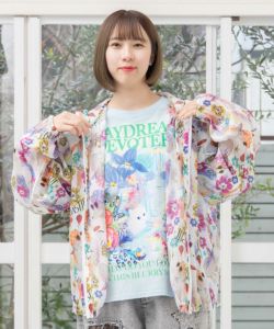 151659:ワンちゃん・アート花柄 2柄展開シアーパーカーの通販 151659:ワンちゃん・アート花柄 2柄展開シアーパーカーの通販
