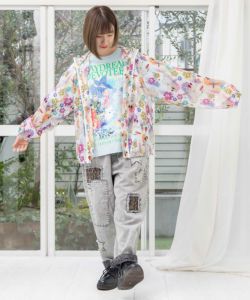 ファッションなデザイン 151659：ワンちゃん・アート花柄 2柄展開シアーパーカーの通販 トップス