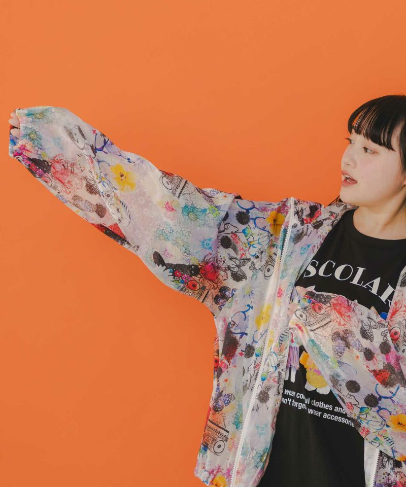 ワンちゃん・アート花柄 2柄展開シアーパーカー-20