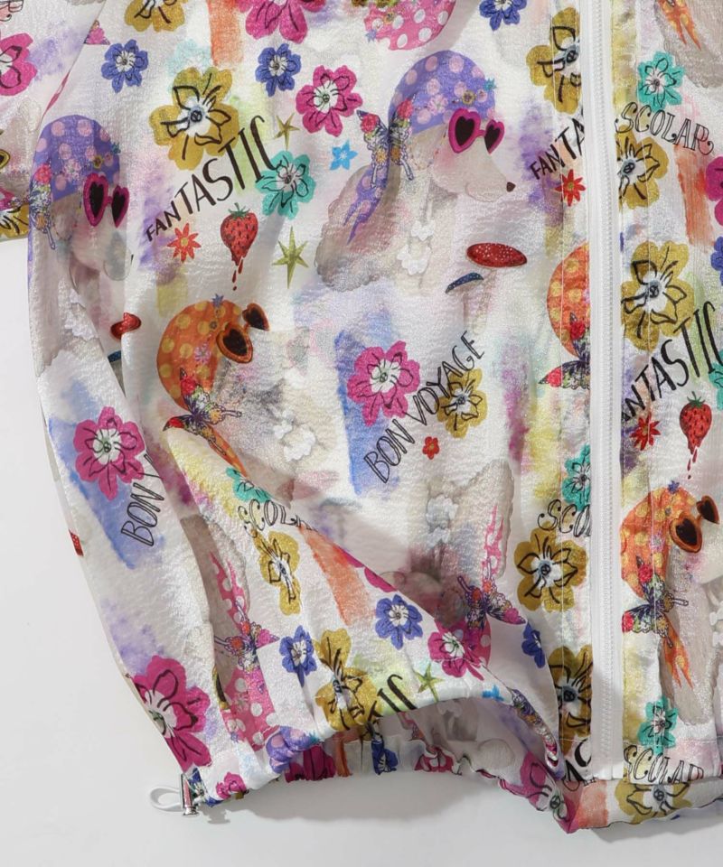 ワンちゃん・アート花柄 2柄展開シアーパーカー-24