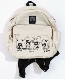 652430：いろんなラビル柄 コットンキャンバスミニリュックの