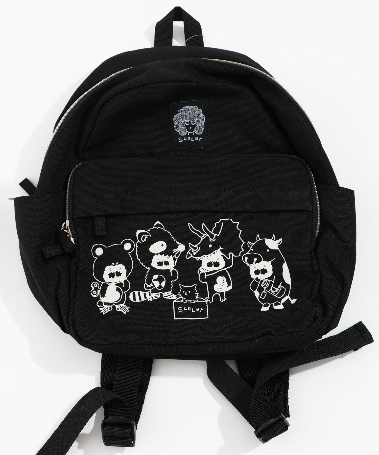 652430：いろんなラビル柄 コットンキャンバスミニリュックの通販-ScoLar 