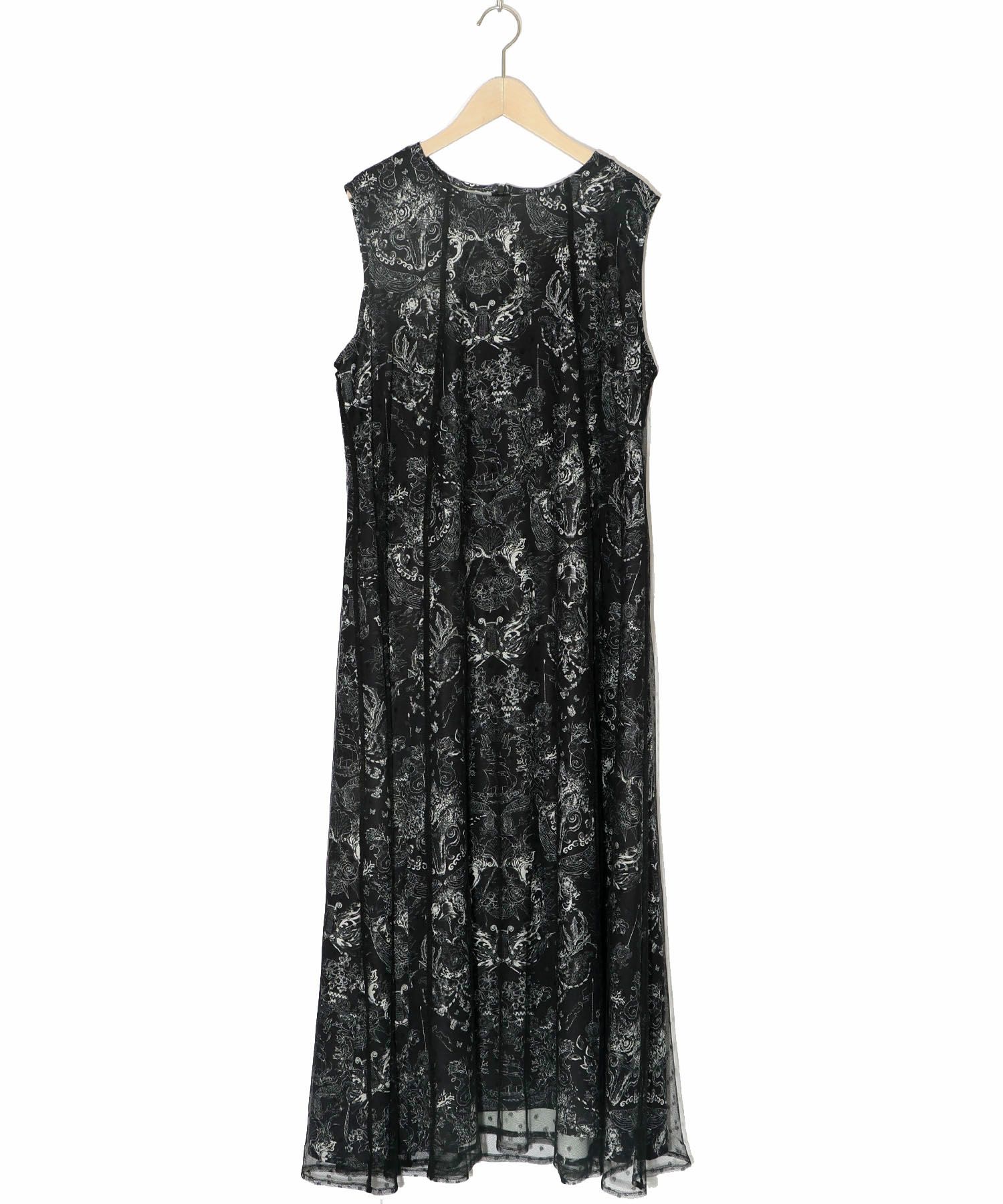 552219：海柄ドットチュール重ねワンピースの通販-ScoLar 