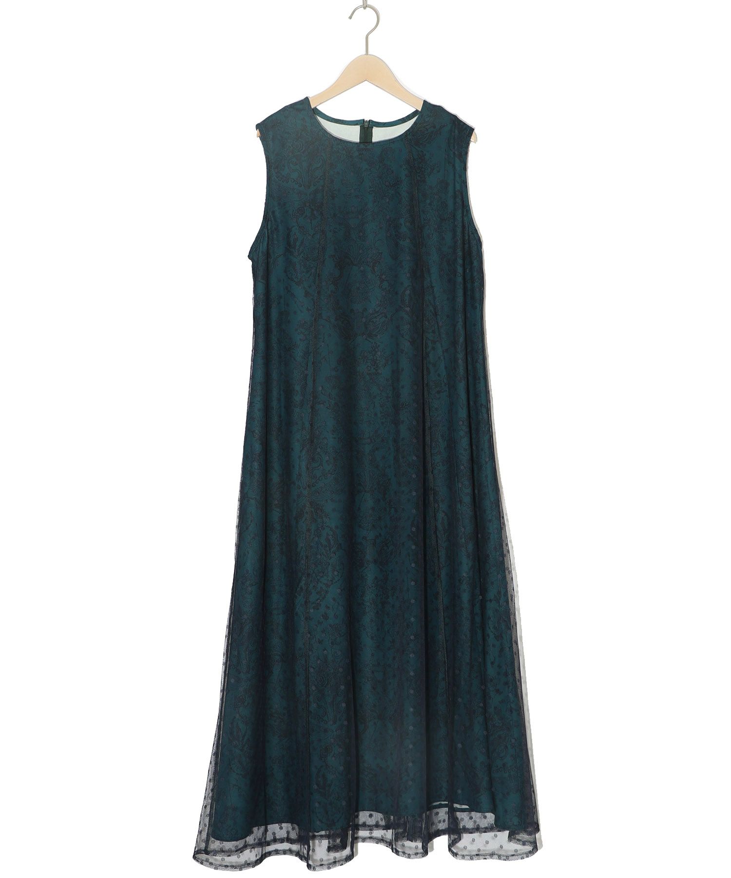 552219：海柄ドットチュール重ねワンピースの通販-ScoLar 