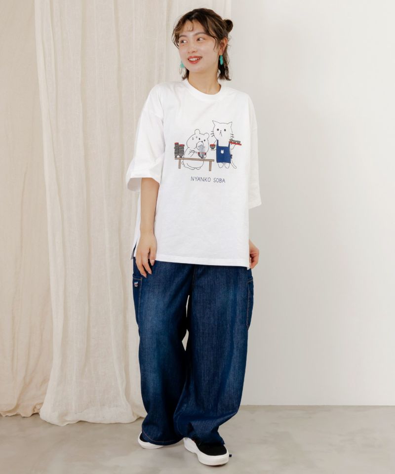 ニャンコソバ フリンジTシャツ-2