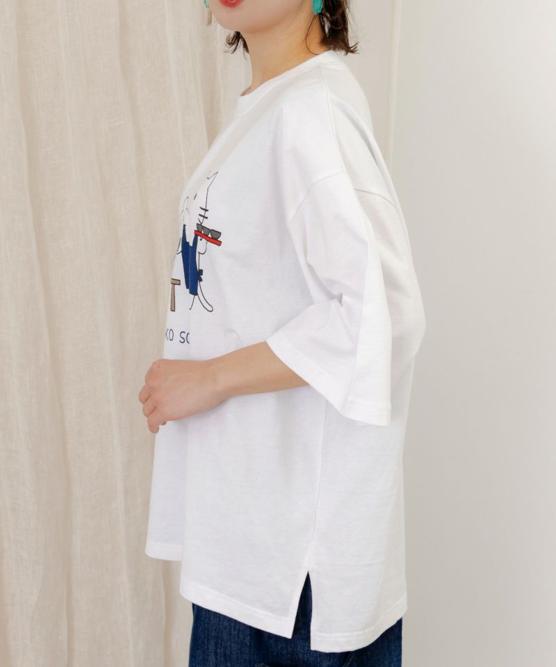 ニャンコソバ フリンジTシャツ-4