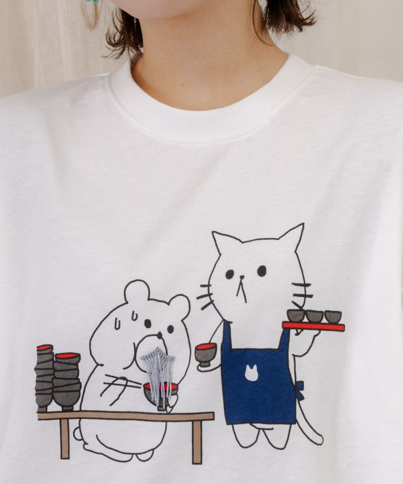 ニャンコソバ フリンジTシャツ-7