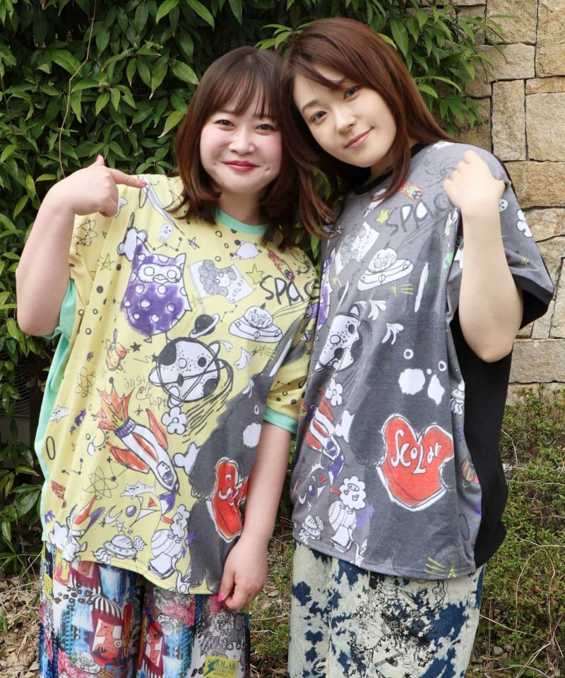 ラビルとフクミンらくがき風 バイカラーチュニック-17