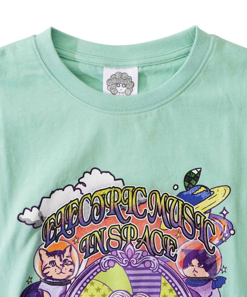 スカラーちゃん×宇宙ネコ柄 レース叩き付けTシャツ-24